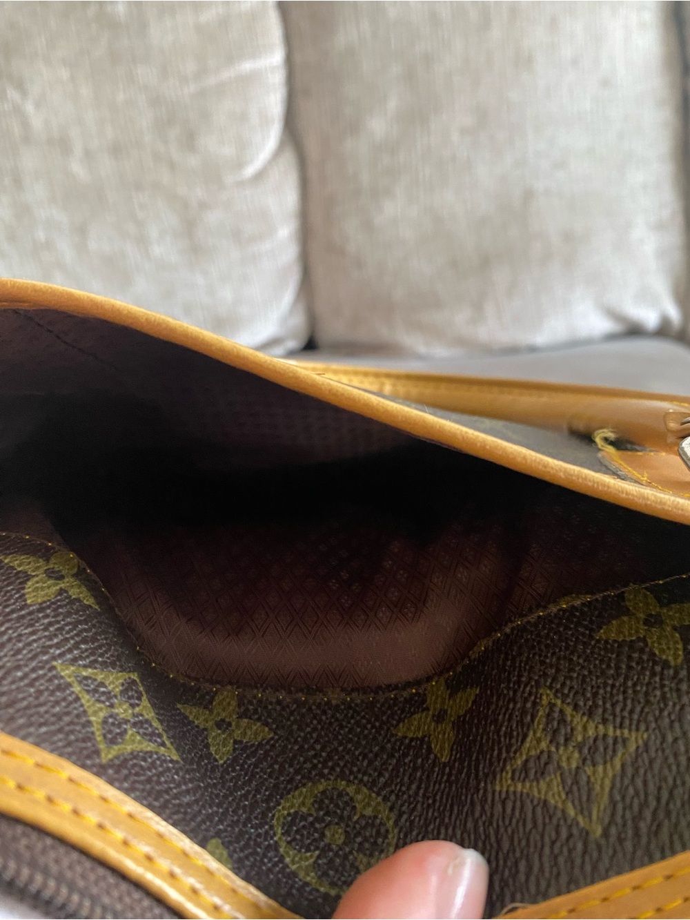 Brown Monogram Canvas Shoulder Bag with Tan Vachetta Trim - Picture 7 of 8